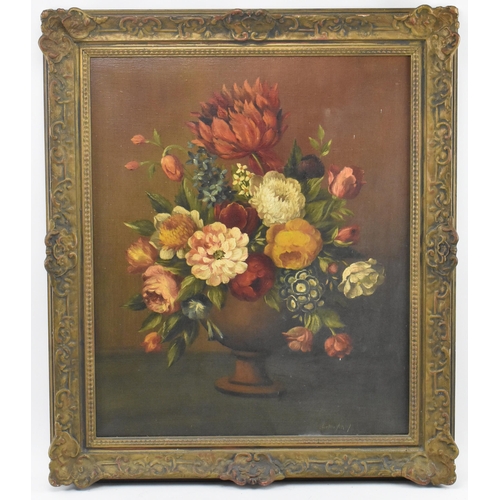 437 - Attributed to Jan Van Neesen - a 20th century oil on canvas still life flowers painting. Signed 'Jan... 