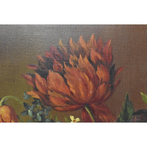 437 - Attributed to Jan Van Neesen - a 20th century oil on canvas still life flowers painting. Signed 'Jan... 