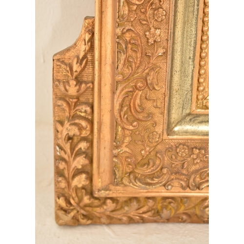 443 - A large French Louis XV inspired late 19th century gilt gesso & wooden wall hanging mirror. The mirr... 