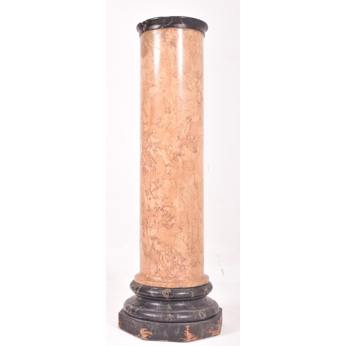 445 - A 19th century faux Siena marble column / plinth bust stand or jardiniere. Cylindrical form with pai... 