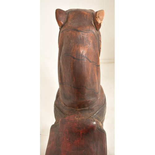 474 - A large Burmese life-sized carved hardwood tiger, likely used advertising a zoo or circus. The tiger... 