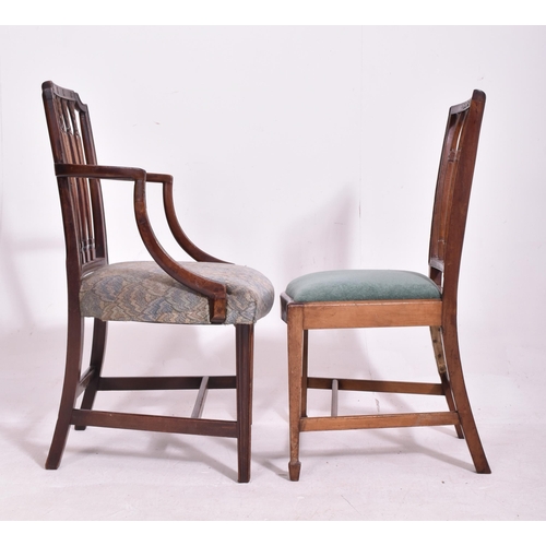 487 - A set of five George III early 19th century mahogany dining chairs in the manner of Hepplewhite. Eac... 