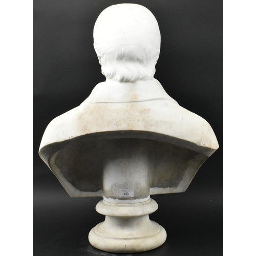 490 - A late 19th / early 20th century carved white marble portrait bust of gentleman. The subject depicte... 