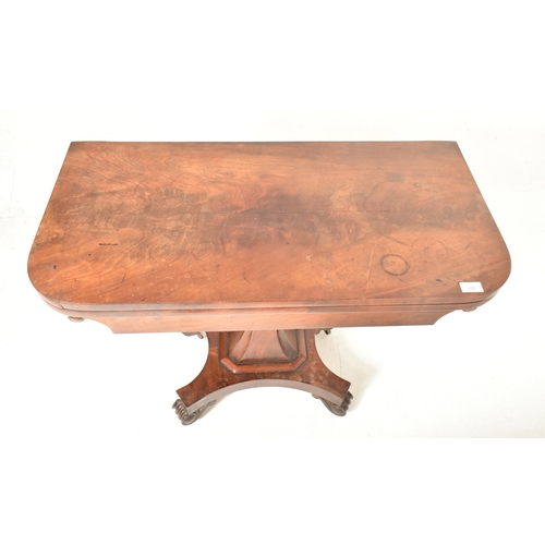 492 - A William IV early 19th century rosewood fold out card game table. The table having a fold out top w... 