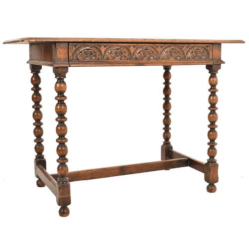 508 - A Victorian 19th century carved mahogany low writing table. The lowboy having a rectangular flared t... 