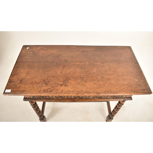 508 - A Victorian 19th century carved mahogany low writing table. The lowboy having a rectangular flared t... 