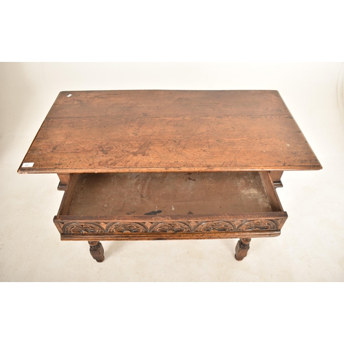 508 - A Victorian 19th century carved mahogany low writing table. The lowboy having a rectangular flared t... 