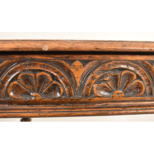 508 - A Victorian 19th century carved mahogany low writing table. The lowboy having a rectangular flared t... 