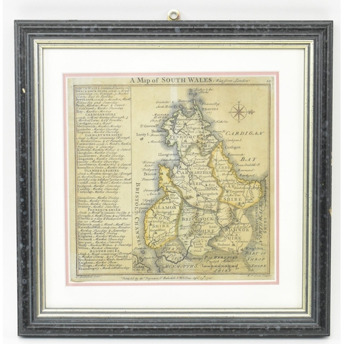 512 - Thomas Badeslade & W H Toms - 1741 & 1742 - Two 18th century hand painted copper plate maps of North... 