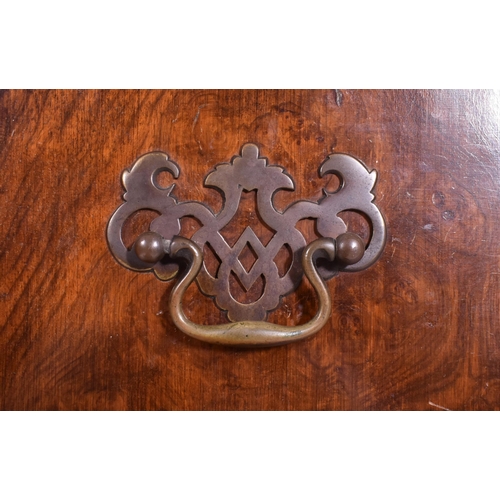 531 - A Queen Anne Revival 1burr walnut chest of drawers on stand tall boy. The chest having a rectangular... 