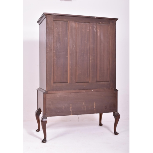 531 - A Queen Anne Revival 1burr walnut chest of drawers on stand tall boy. The chest having a rectangular... 