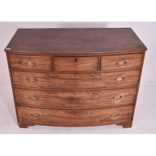 534 - A George III 18th century mahogany bow front chest of drawers. The chest having a straight top over ... 