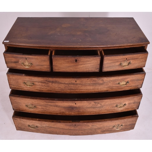 534 - A George III 18th century mahogany bow front chest of drawers. The chest having a straight top over ... 