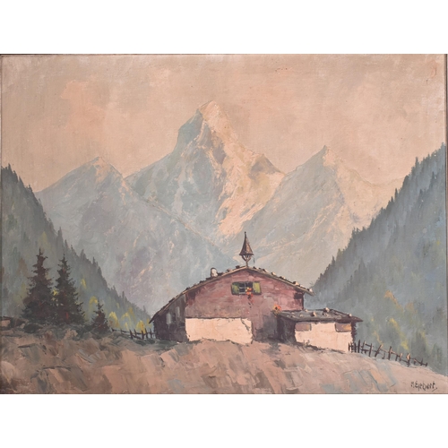 541 - M. Gebert (believed 20th century) - A continental possibly German 20th century oil on canvas Alpine ... 