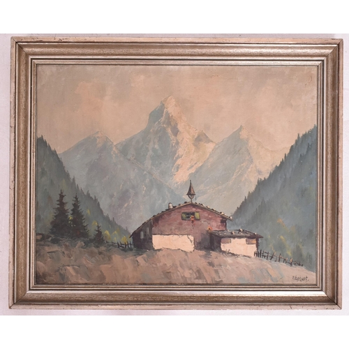 541 - M. Gebert (believed 20th century) - A continental possibly German 20th century oil on canvas Alpine ... 