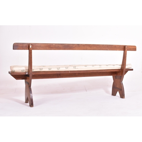 546 - A Victorian late 19th century pine church ecclesiastic / hall pew bench. The bench having a straight... 