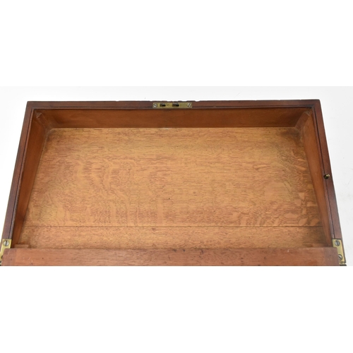 547 - A 19th century mahogany & marquetry inlaid campaign writing slope. The slope opening to reveal a gre... 