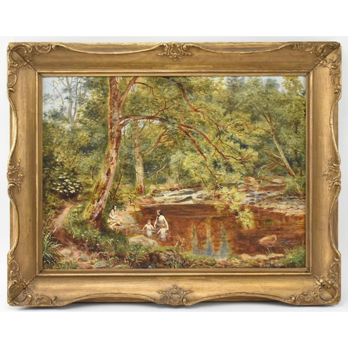 570 - Lloyd Bond (British, 19th century) - A 19th century oil on canvas landscape painting depicting famil... 