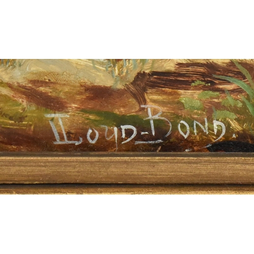 570 - Lloyd Bond (British, 19th century) - A 19th century oil on canvas landscape painting depicting famil... 