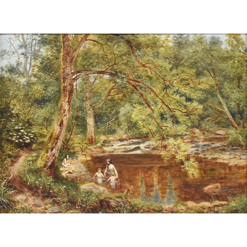 570 - Lloyd Bond (British, 19th century) - A 19th century oil on canvas landscape painting depicting famil... 