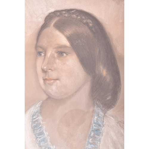 589 - A 19th century continental portrait school believed Russian pastel on paper portrait of young lady. ... 