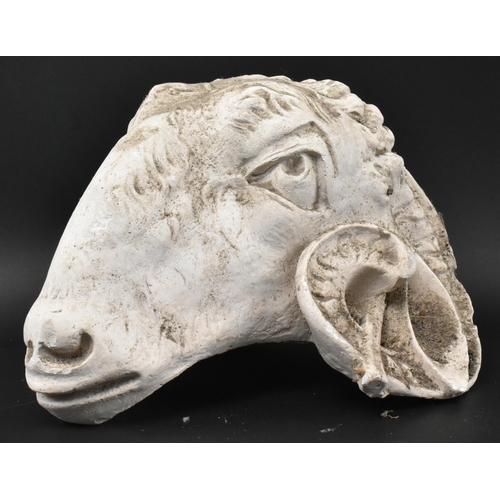 610 - A late 20th century plaster study of Neoclassical representation of a ram's head, together with orig... 