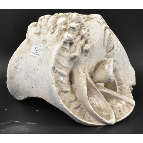 610 - A late 20th century plaster study of Neoclassical representation of a ram's head, together with orig... 