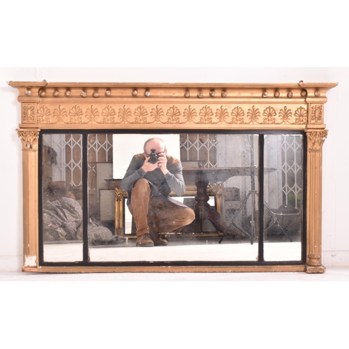 625 - A Regency early 19th century gilt gesso & wood three piers over mantel mirror. The mirror having a p... 