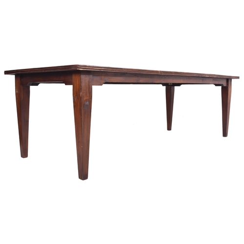 637 - A large 20th century Chinese hardwood dining table. The table of large rectangular form having reede... 