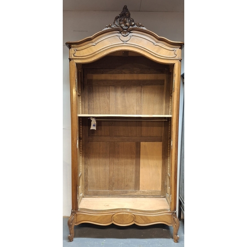 623 - A French 19th century Louis XV style kingwood mirror front armoire wardrobe. The wardrobe having a  ... 