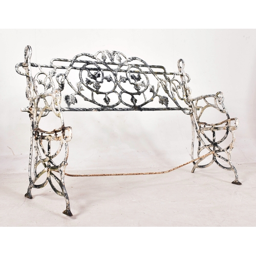 262 - A Victorian 19th century Coalbrookedale manner white painted reclaimed cast iron garden bench. The b... 