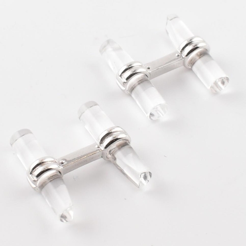 51 - A pair of Boucheron 18ct white gold and crystal cufflinks. The Boucheron cufflinks having crystal ba... 