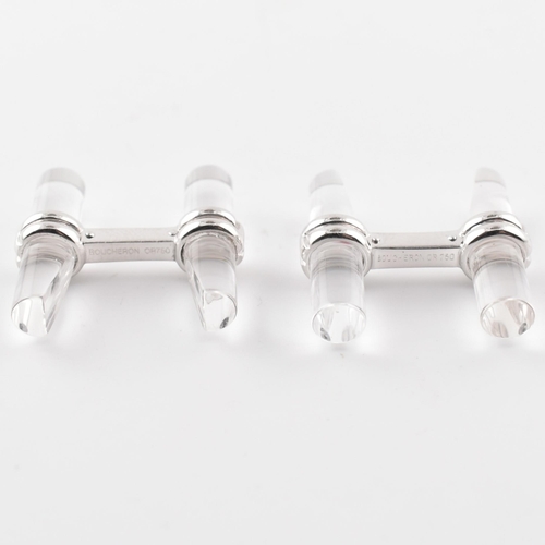 51 - A pair of Boucheron 18ct white gold and crystal cufflinks. The Boucheron cufflinks having crystal ba... 