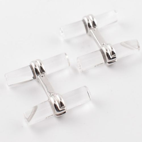 51 - A pair of Boucheron 18ct white gold and crystal cufflinks. The Boucheron cufflinks having crystal ba... 