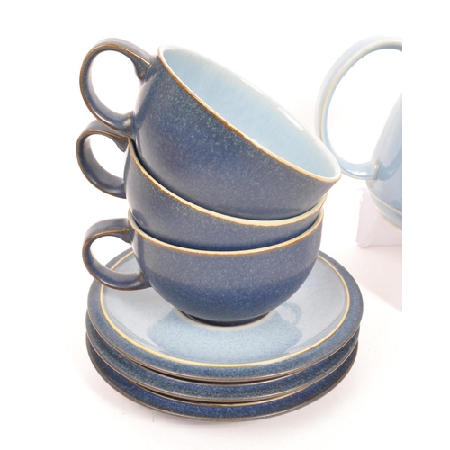 104 - Denby - A 20th Century retro ceramic Denby tea service in two tone blue. Comprising of six teacups, ... 