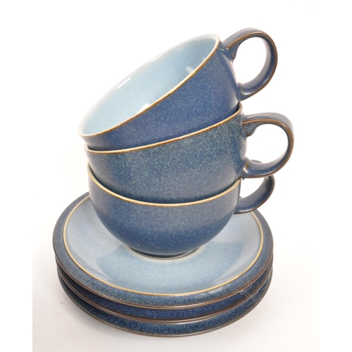 104 - Denby - A 20th Century retro ceramic Denby tea service in two tone blue. Comprising of six teacups, ... 