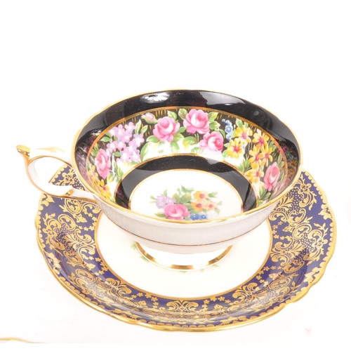 105 - Paragon - A collection of 20th Century porcelain china harlequin Paragon cabinet teacups and saucers... 