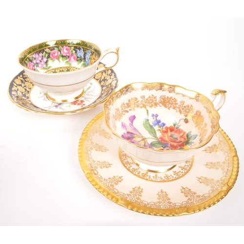 105 - Paragon - A collection of 20th Century porcelain china harlequin Paragon cabinet teacups and saucers... 