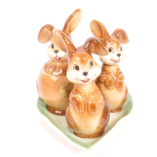 121 - Goebel - A collection of porcelain china Goebel condiment containers to include bunny cruet set and ... 