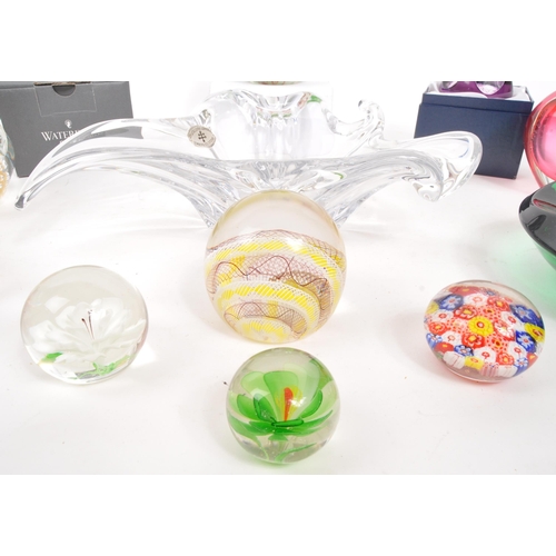 127 - Webb Corbett / Waterford - A collection of 20th Century glass items. Comprising of nine paperweights... 