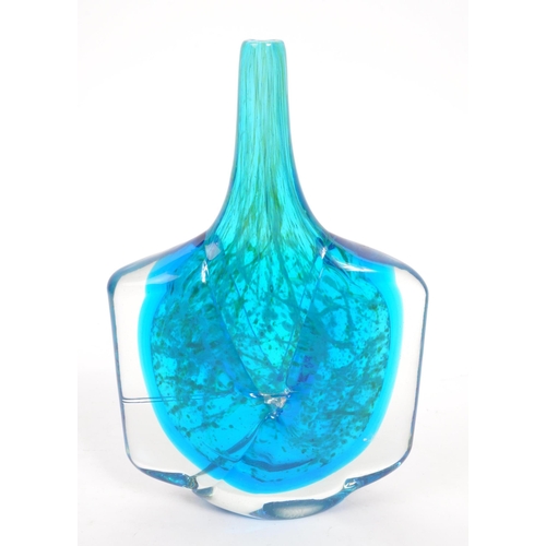 134 - Mdina - A mid 20th century circa 1970s Mdina axe head studio art glass vase. The vase having a long ... 