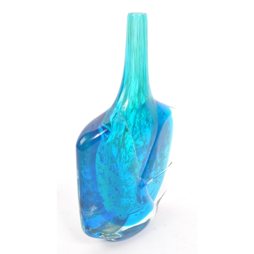 134 - Mdina - A mid 20th century circa 1970s Mdina axe head studio art glass vase. The vase having a long ... 