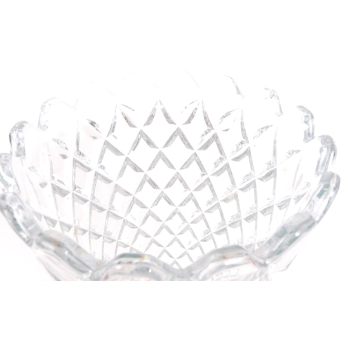 150 - A vintage 20th century lead cut crystal glass centerpiece vase. Tapering form with diamond shape pat... 