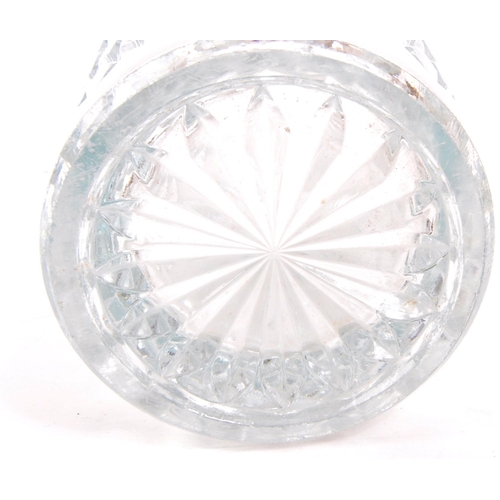 150 - A vintage 20th century lead cut crystal glass centerpiece vase. Tapering form with diamond shape pat... 