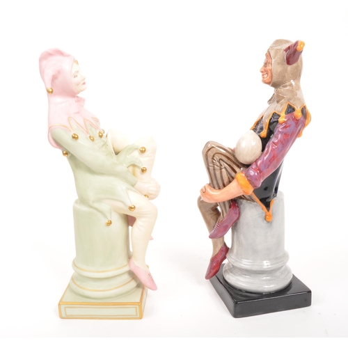 17 - Royal Doulton - A pair of porcelain china Royal Doulton Jester figurines, comprising of The Jester H... 