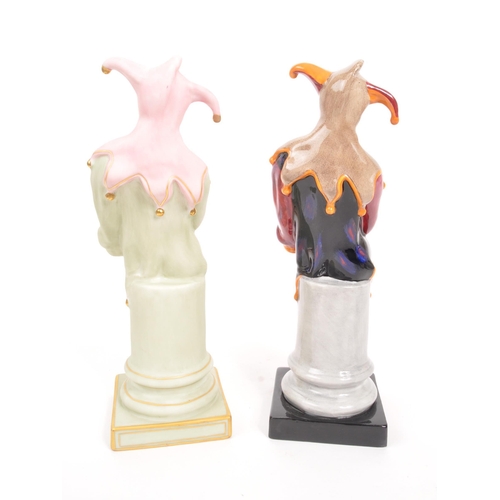 17 - Royal Doulton - A pair of porcelain china Royal Doulton Jester figurines, comprising of The Jester H... 