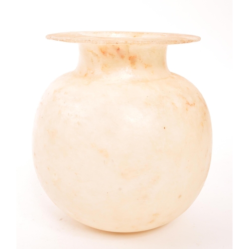 175 - A late 19th Century Egyptian handmade alabaster vase. The vase of rounded form with flat mouth rim. ... 