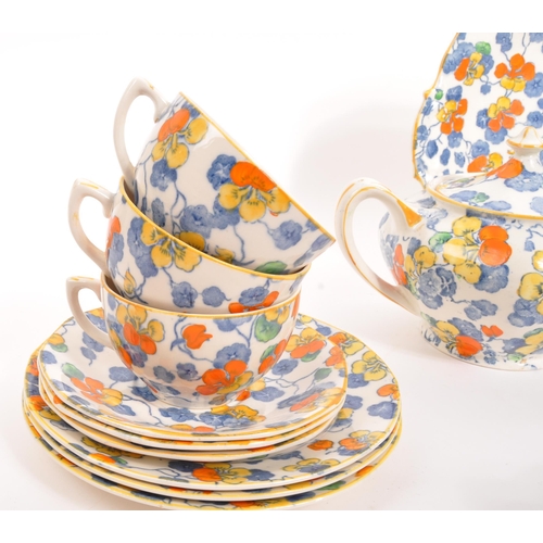 176 - Barker Bros - An early 20th century circa. 1920s Art Deco Barker Bros Longton Nasturtium china tea s... 