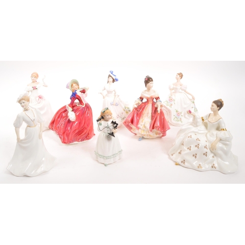 188 - Royal Doulton - A collection of eight porcelain china Royal Doulton lady figurines. Comprising of: M... 