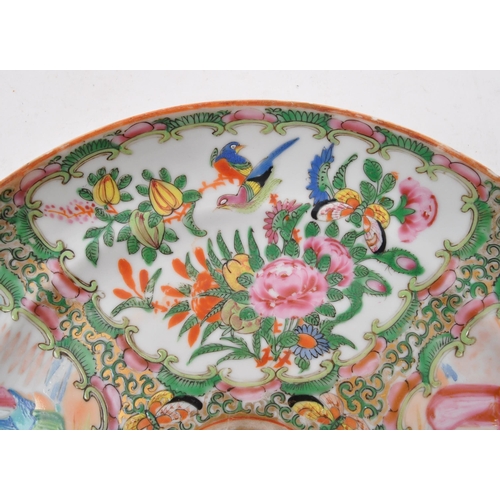 191 - Two 19th century Chinese famile rose ceramic plates / dishes. Each hand painted with floral decorati... 